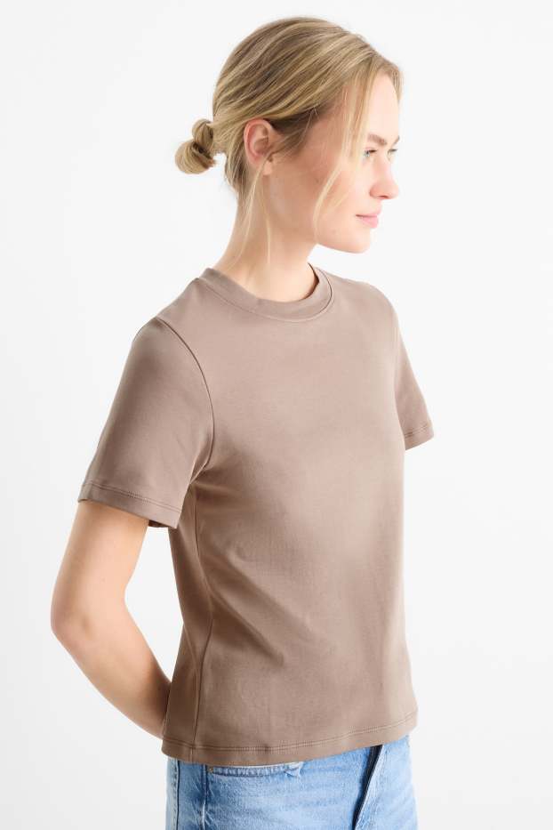 Dona - Samarreta de màniga curta - slim fit - marró clar