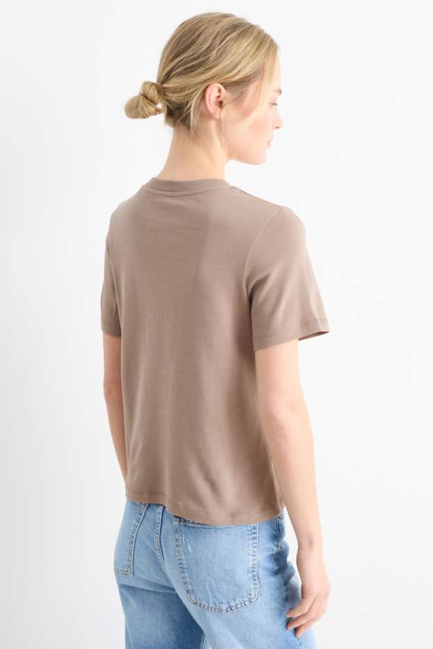 Dona - Samarreta de màniga curta - slim fit - marró clar