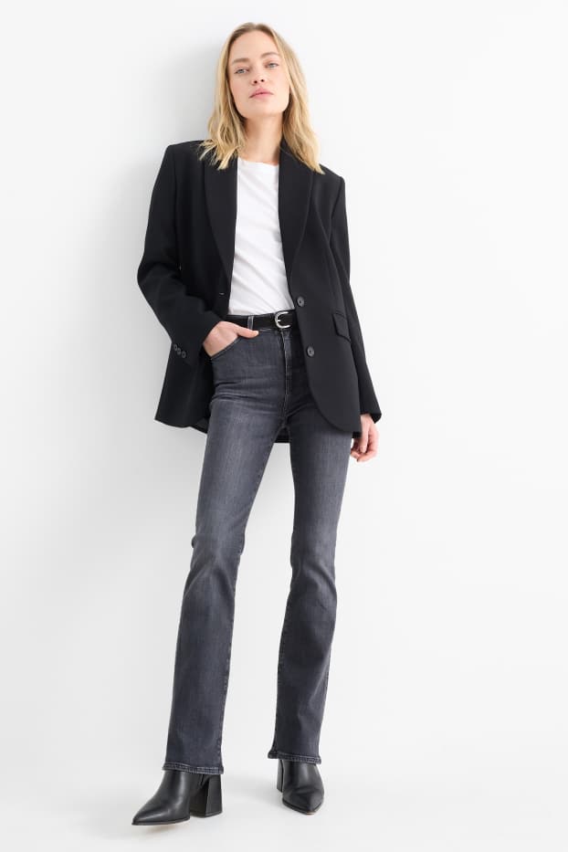 Dámské - Bootcut jeans s páskem - mid waist - džíny - tmavošedé
