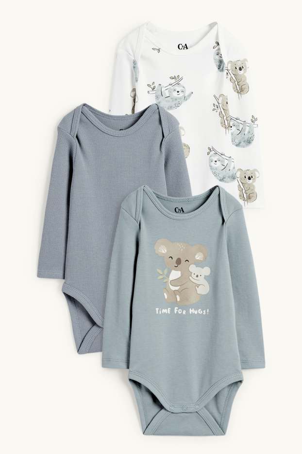 Baby: jongens - Set van 3 - luiaard en koalabeer - rompertje - blauw