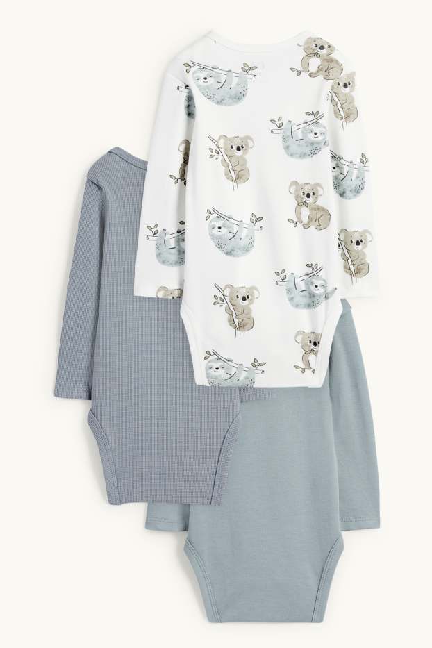 Baby: jongens - Set van 3 - luiaard en koalabeer - rompertje - blauw
