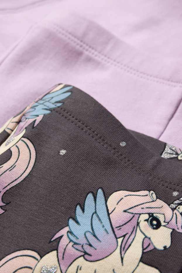 Enfants filles - Lot de 2 - licorne - leggings doublés de coupe évasée - gris foncé