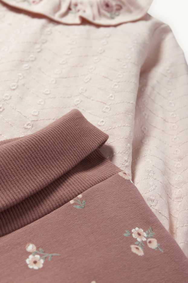 Neonate - Fiorellini - completo per neonate - 3 pezzi - rosa