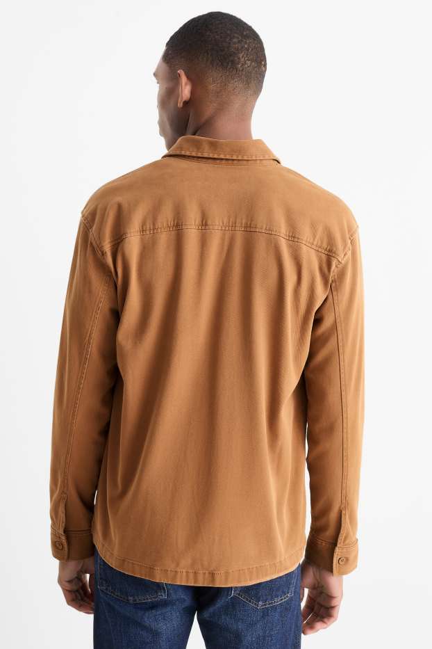 Pánské - Košile - regular fit - kent - hnědá