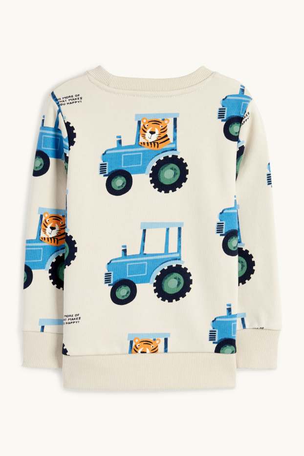 Kinderen: jongens - Tractor en tijger - sweatshirt - licht beige
