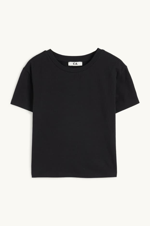 Damen - Crop T-Shirt - schwarz
