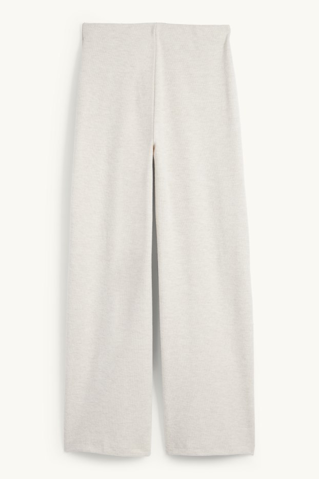 Women - Knitted trousers - mid-rise waist - regular fit - light beige
