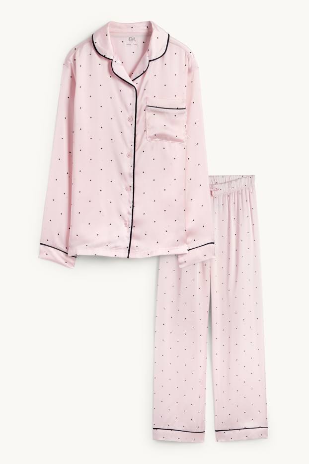 Children Girls - Satin pyjamas - polka dot - rose