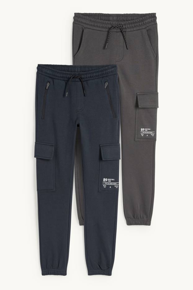 Kinder Jungen - Multipack 2er - Cargo-Jogginghose - dunkelgrau
