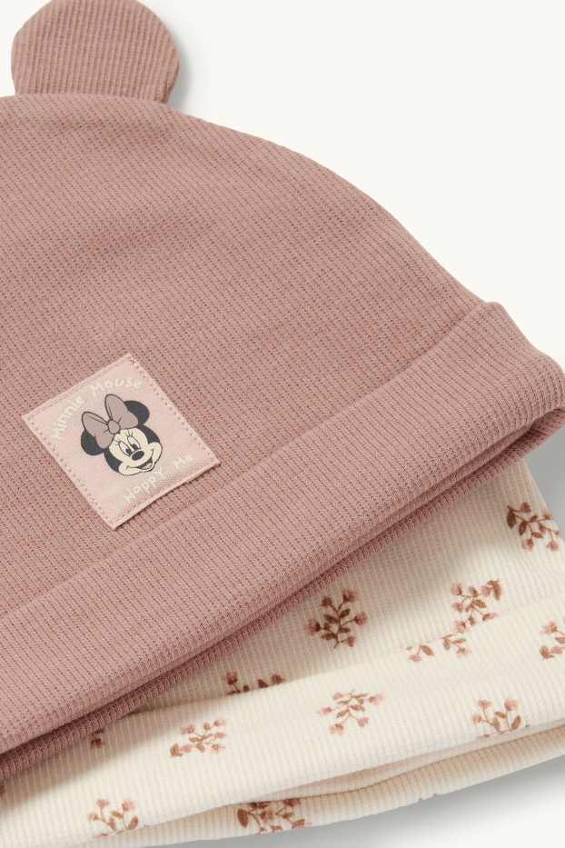 Baby Girls - Multipack of 2 - Minnie Mouse - baby beanie - ribbed - beige