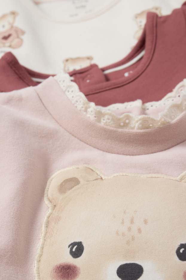 Bebés niñas - Pack de 3 - ositos - sudaderas para bebé - rosa