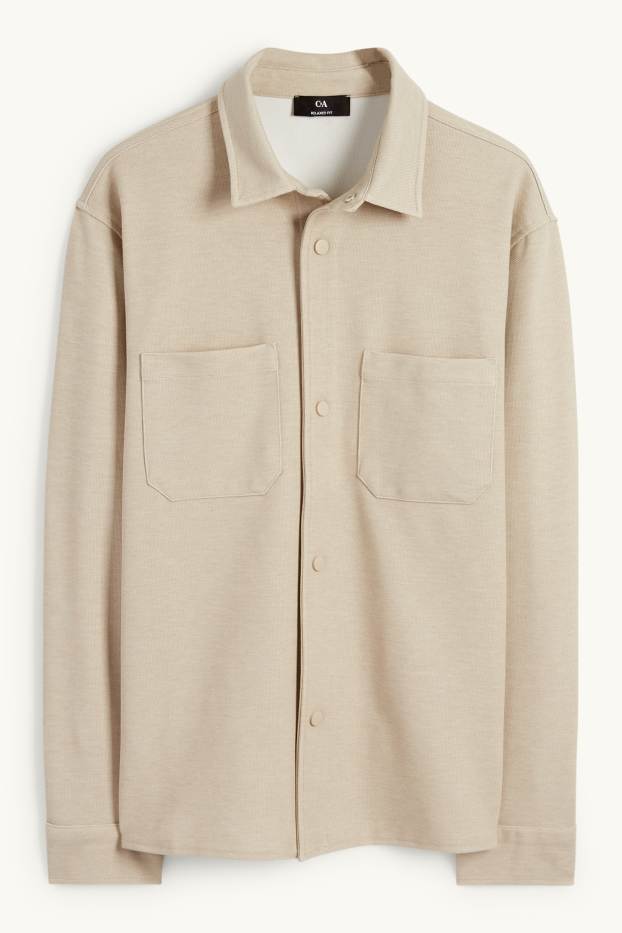 Hommes - Veste-chemise - relaxed fit - col kent - texturée - beige clair