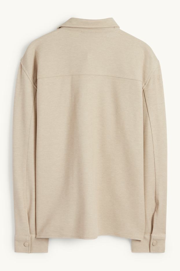 Hommes - Veste-chemise - relaxed fit - col kent - texturée - beige clair