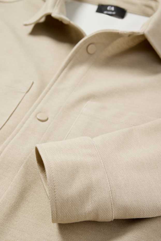 Hommes - Veste-chemise - relaxed fit - col kent - texturée - beige clair