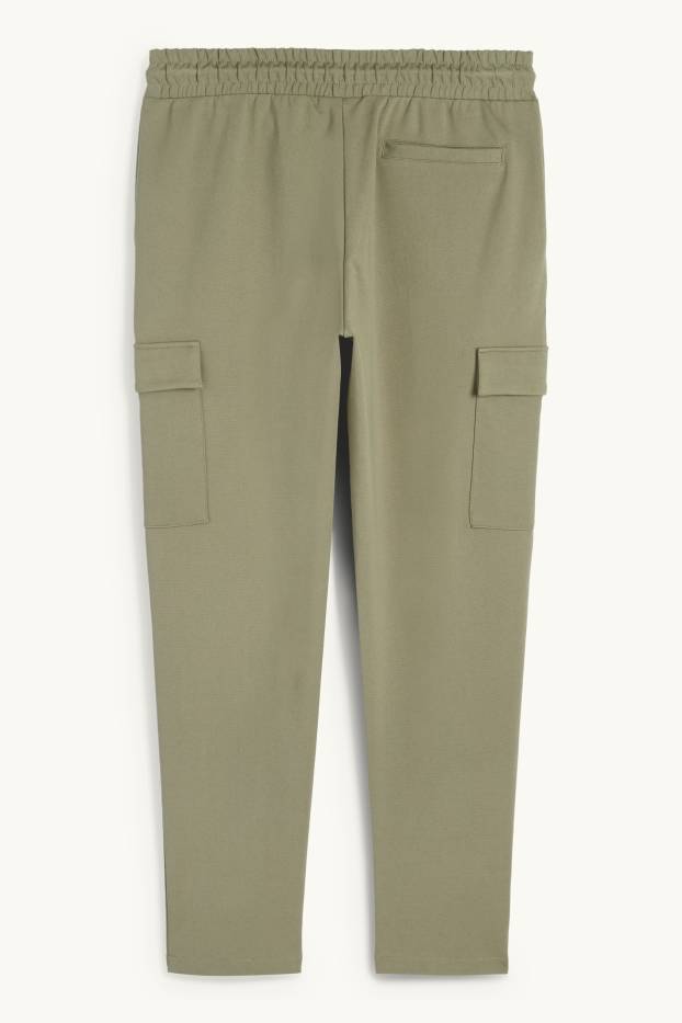 Pánské - Teplákové cargo kalhoty - khaki