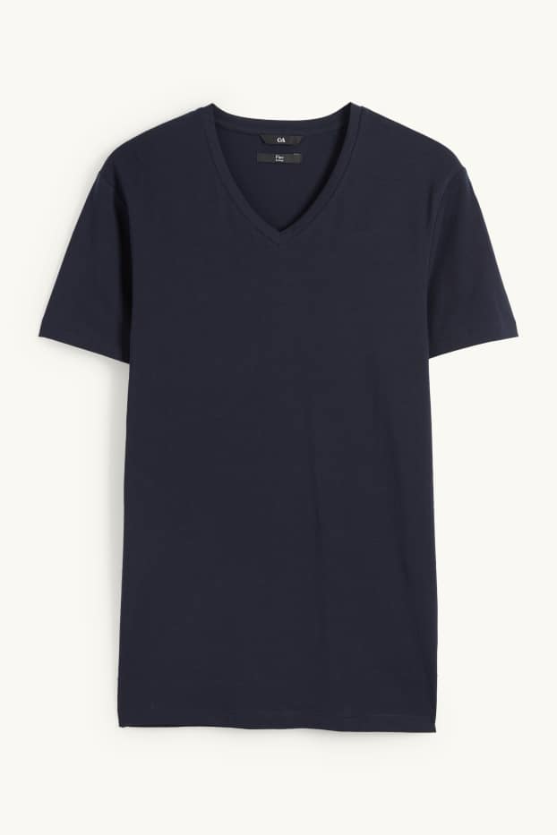 Heren - T-shirt - slim fit - Flex - donkerblauw
