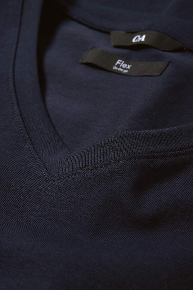 Heren - T-shirt - slim fit - Flex - donkerblauw