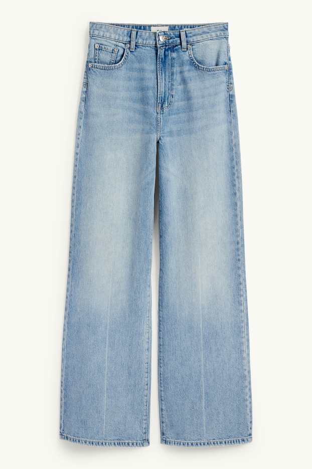Dames - Wide leg jeans - high waist - jeanslichtblauw