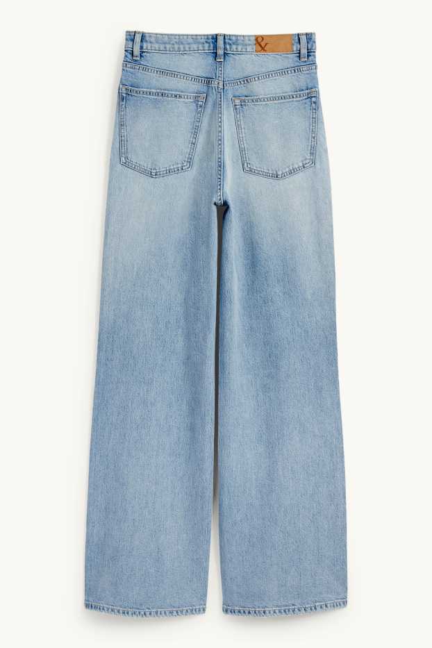 Dames - Wide leg jeans - high waist - jeanslichtblauw