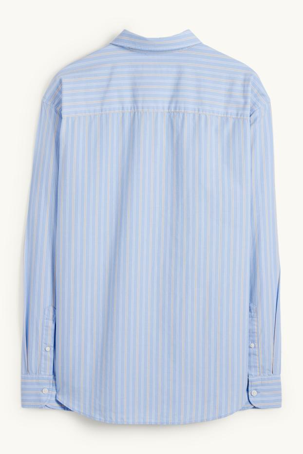 Herren - Hemd - Loose Fit - Kent - gestreift - hellblau