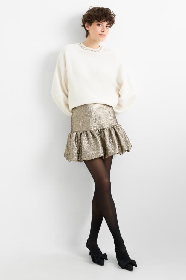 Damen - Minirock - glänzend - messing