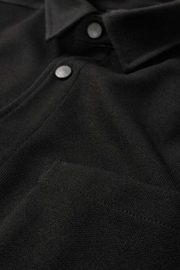 Hommes - Veste-chemise - relaxed fit - col kent - texturée - noir