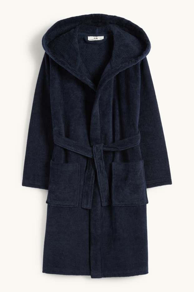 Children Boys - Terry cloth bathrobe with hood - dark blue