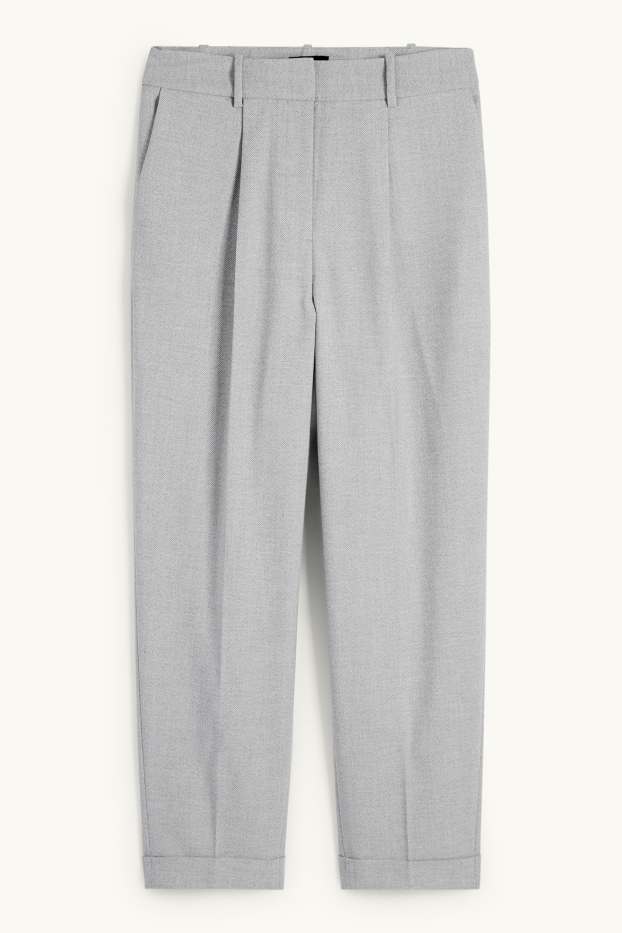 Femmes - Pantalon de bureau - high waist - regular fit - gris clair chiné