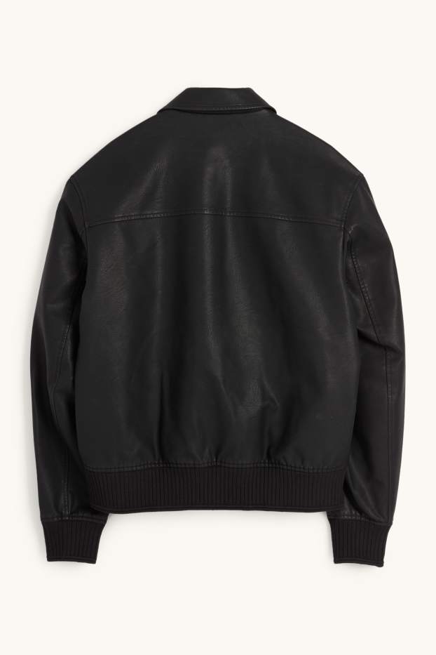 Home - Caçadora biker - pell sintètica - negre