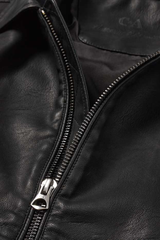 Home - Caçadora biker - pell sintètica - negre