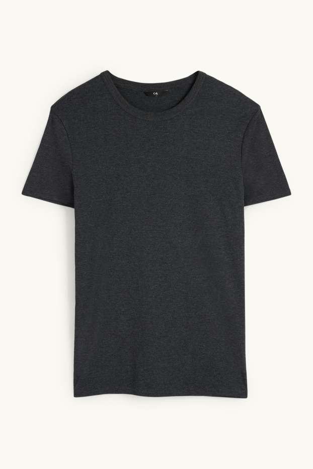 Uomo - T-shirt - slim fit - a coste fini - grigio scuro