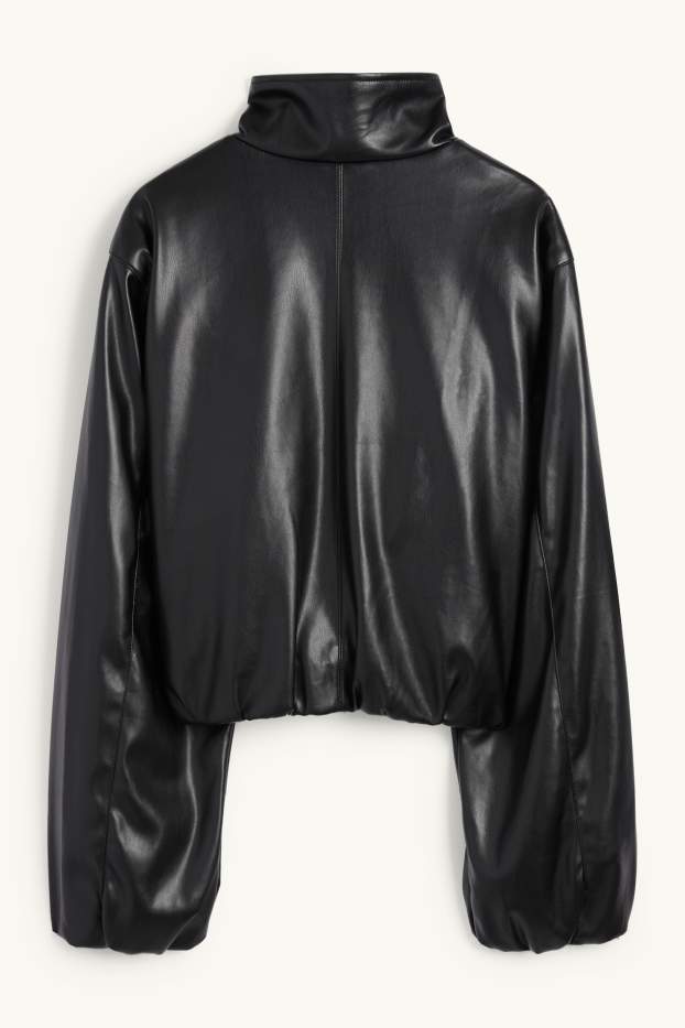 Damen - Jacke - Lederimitat - schwarz