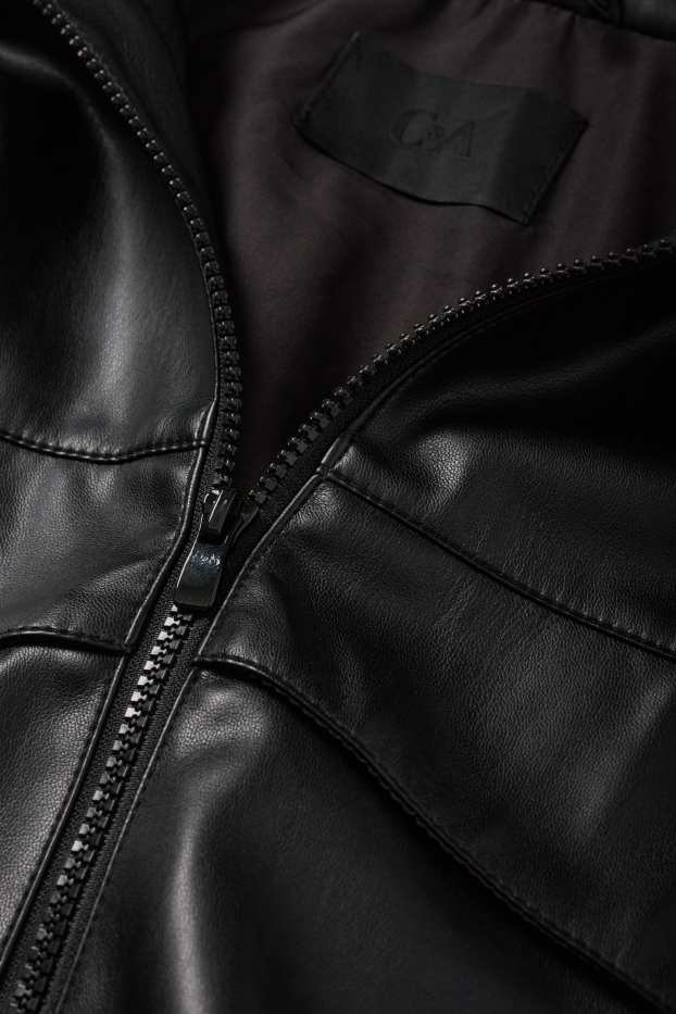 Damen - Jacke - Lederimitat - schwarz