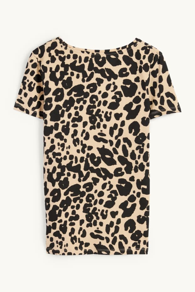 Damen - T-Shirt - Leo-Print - beige
