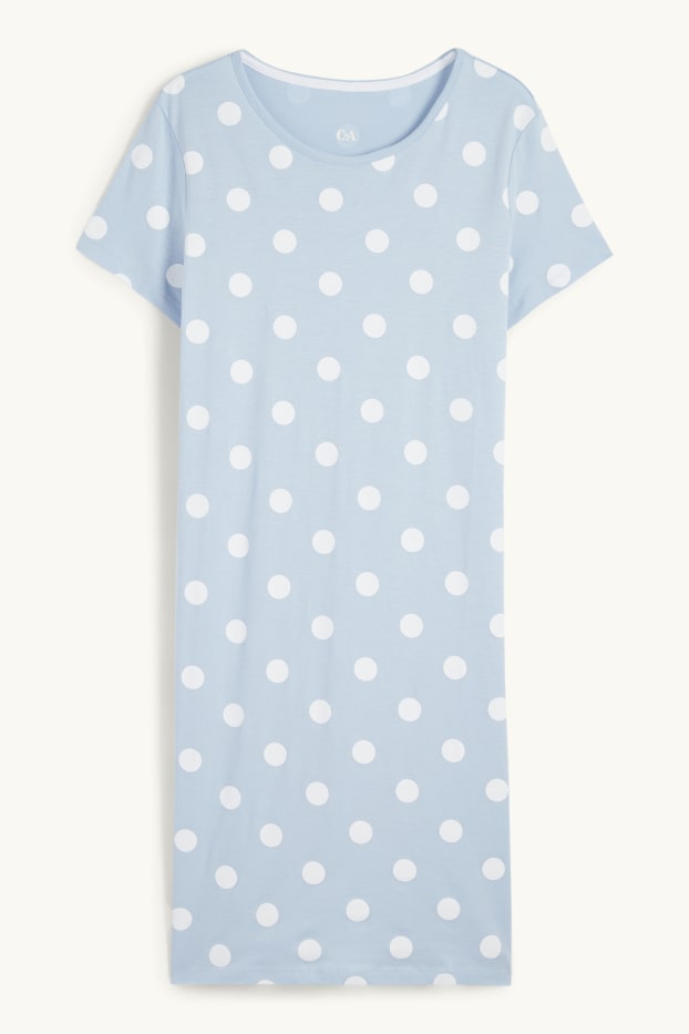 Femmes - Chemise de nuit - à pois - bleu clair