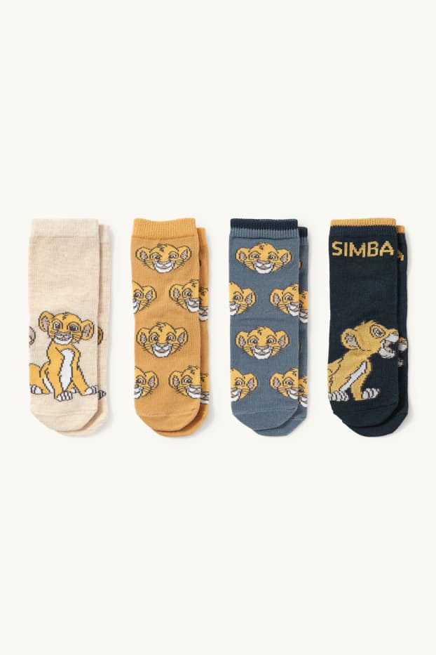 Baby Boys - Multipack of 4 - The Lion King - socks with motif - yellow