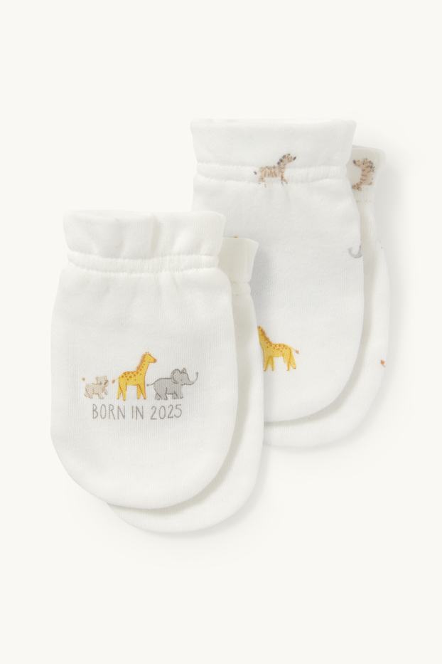 Unisex - Multipack of 2 - wild animals - scratch mittens - white