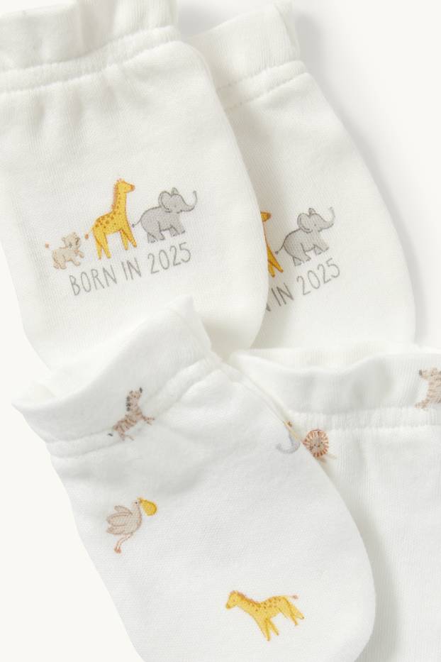 Unisex - Multipack of 2 - wild animals - scratch mittens - white