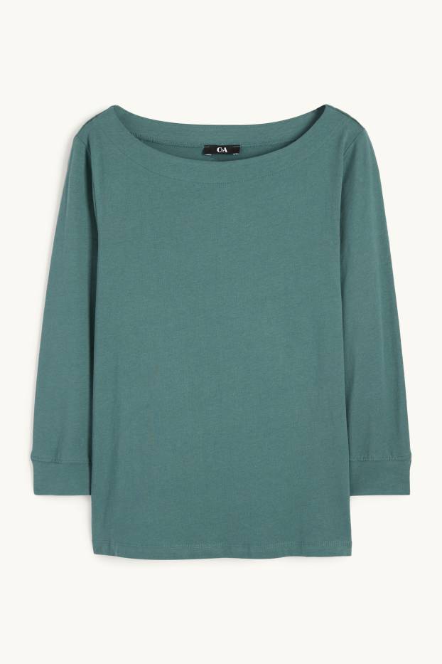Donna - Maglia a maniche lunghe basic - verde scuro