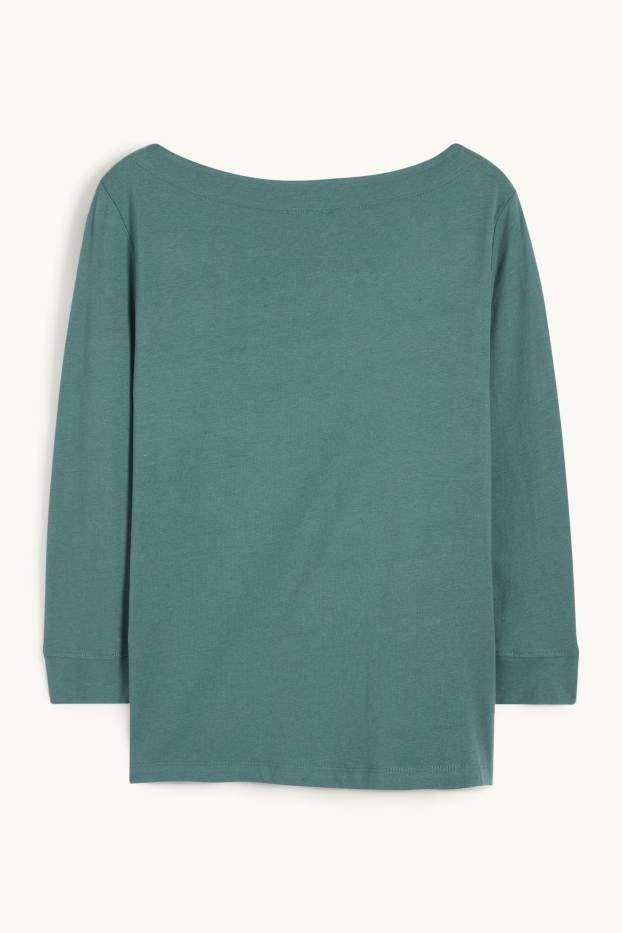 Donna - Maglia a maniche lunghe basic - verde scuro