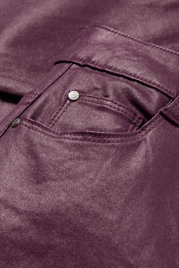 Women - Trousers - high waist - skinny fit - shiny - purple