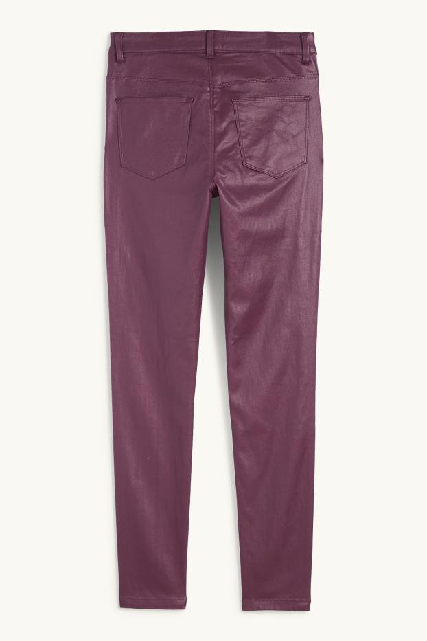 Women - Trousers - high waist - skinny fit - shiny - purple