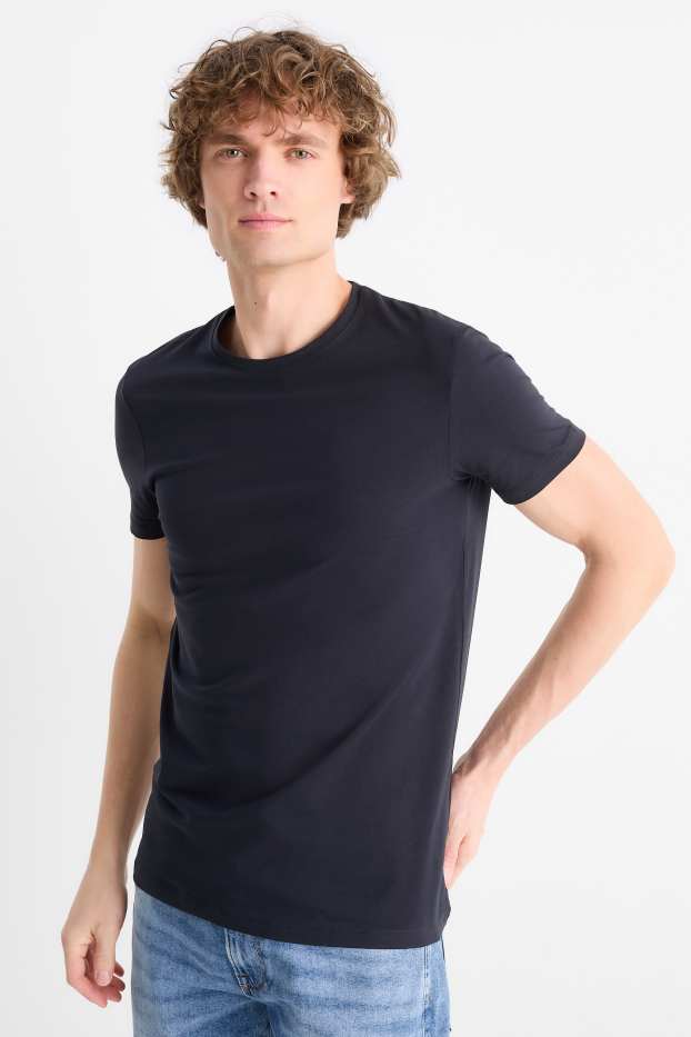 Men - T-shirt - slim fit - Flex - dark blue