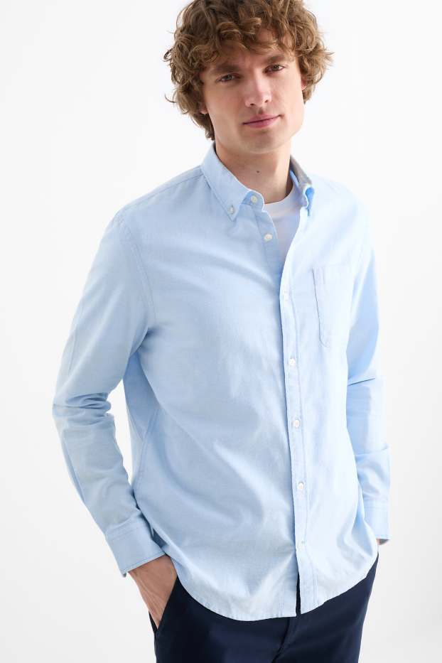Bărbați - Cămașă - regular fit - guler cu nasturi - albastru deschis
