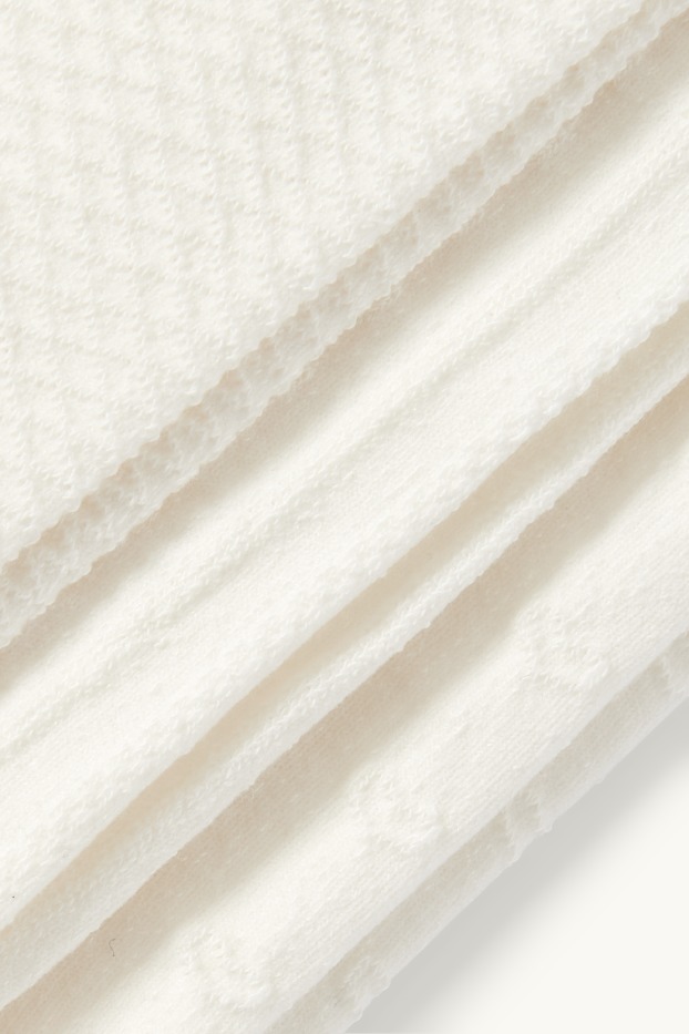 Bébés filles - Lot de 3 - collants bébé - texturés - blanc crème