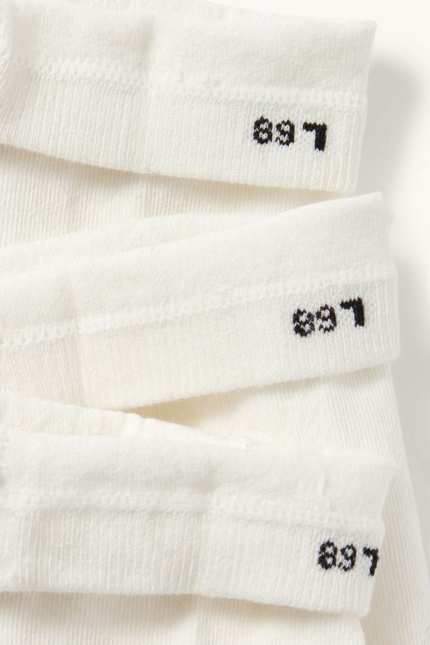 Bébés filles - Lot de 3 - collants bébé - texturés - blanc crème