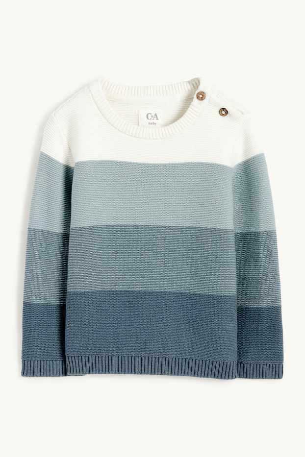 Baby Jungen - Baby-Pullover - gestreift - türkis
