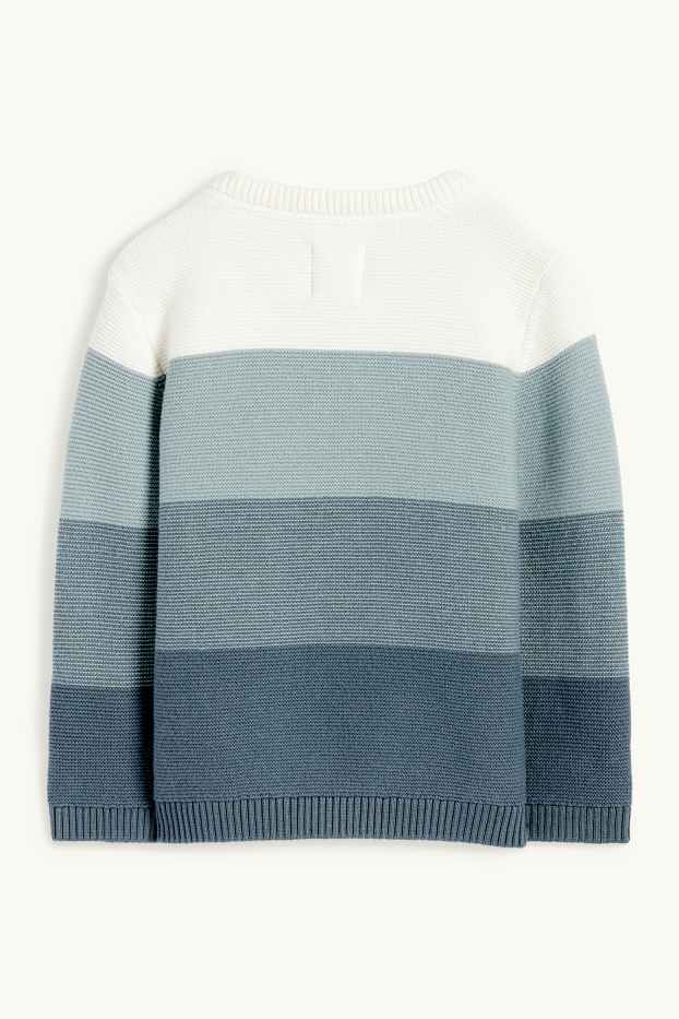Baby Jungen - Baby-Pullover - gestreift - türkis