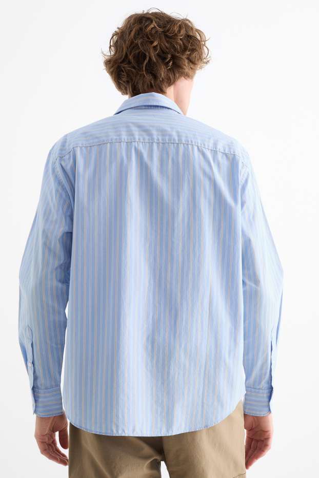 Herren - Hemd - Loose Fit - Kent - gestreift - hellblau
