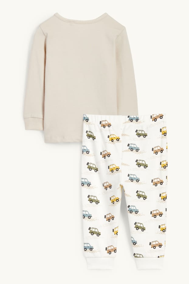 Baby Boys - Wild animals and car - baby pyjamas - 2 piece - beige